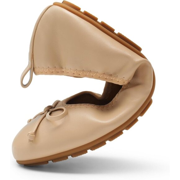 Dream Pairs Women Nude Faux Leather Round Toe Bowknot Foldable Ballerine Shoes - Picture 7 of 9